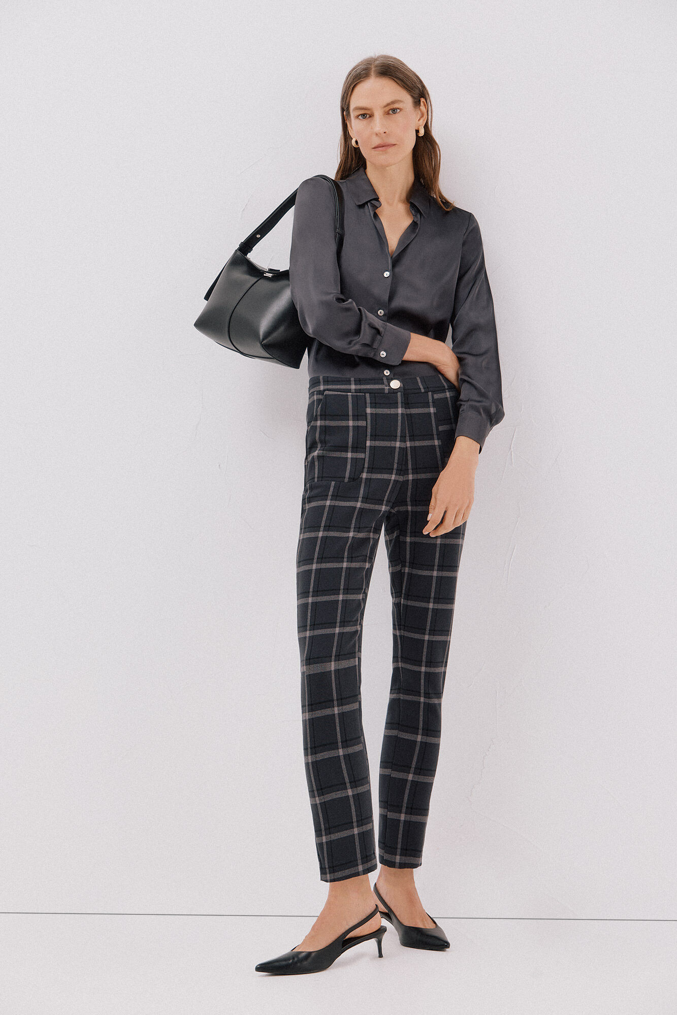 Cortefiel Satin-finish shirt Dark grey