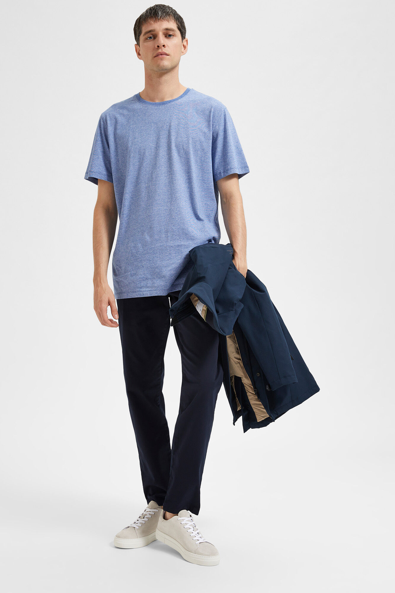 Selected Cal&ccedil;as chino Slim Fit em algod&atilde;o org&acirc;nico Azul