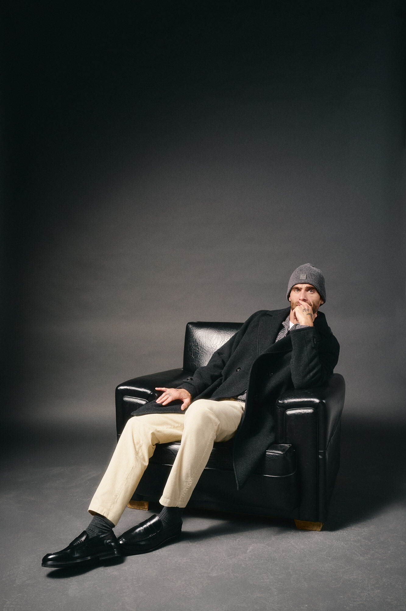 OOTO Sobretudo cruzado de l&atilde; Cinzento