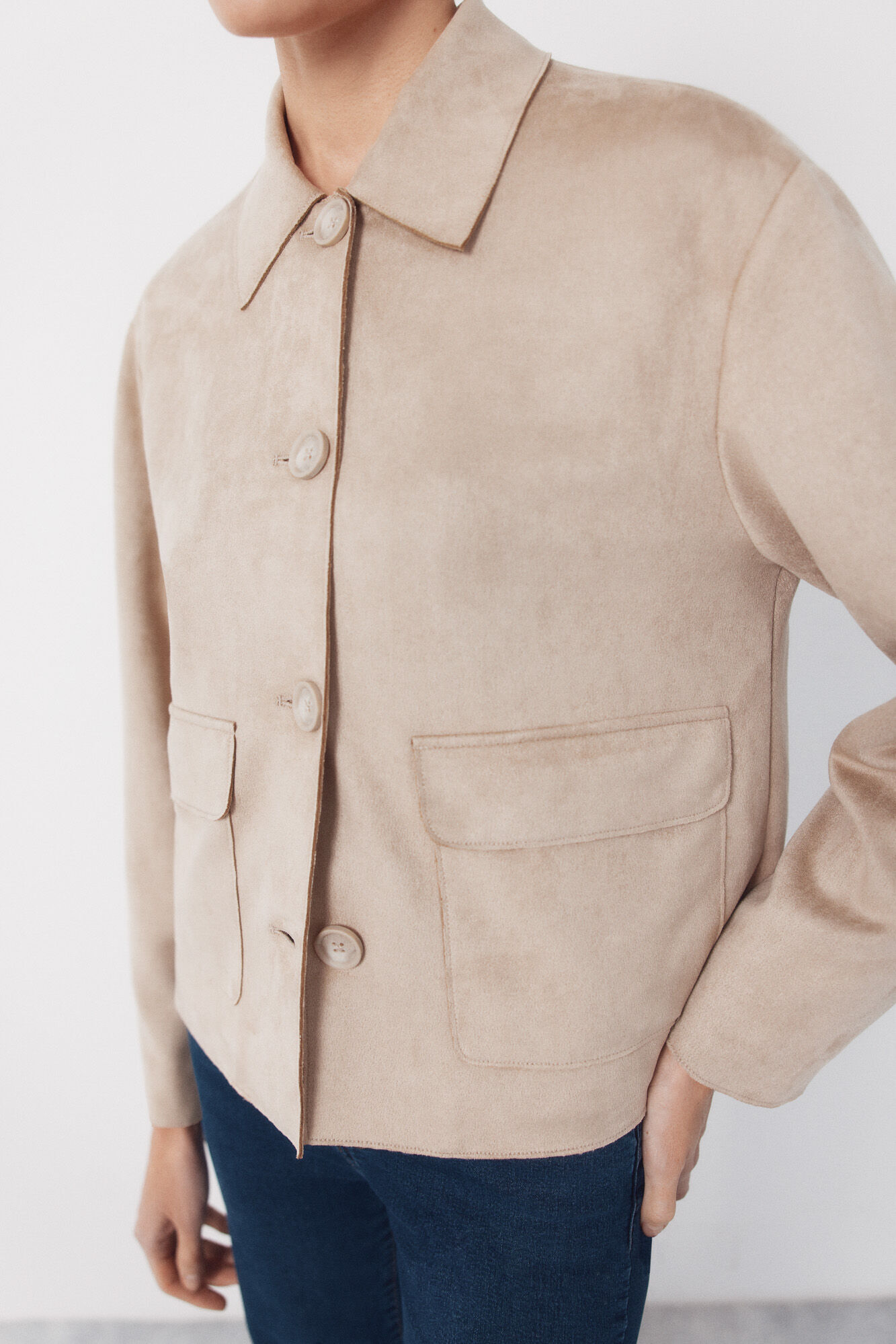 Cortefiel Chaqueta tejido efecto ante Marfil