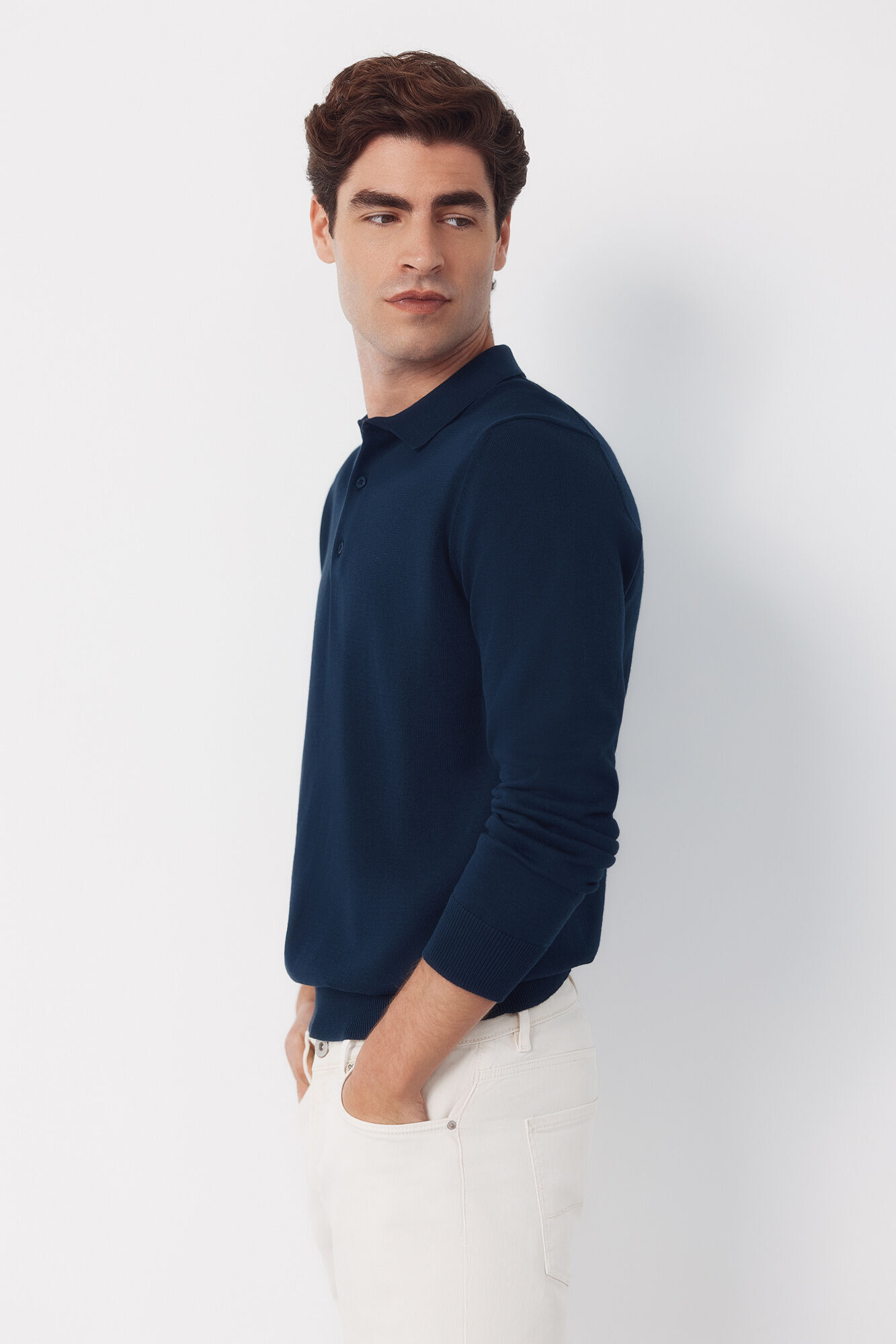 Cortefiel Long sleeve sleeve cotton polo shirt jersey
