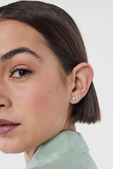 Tous Pendientes flor de plata y perlas cultivadas Gris