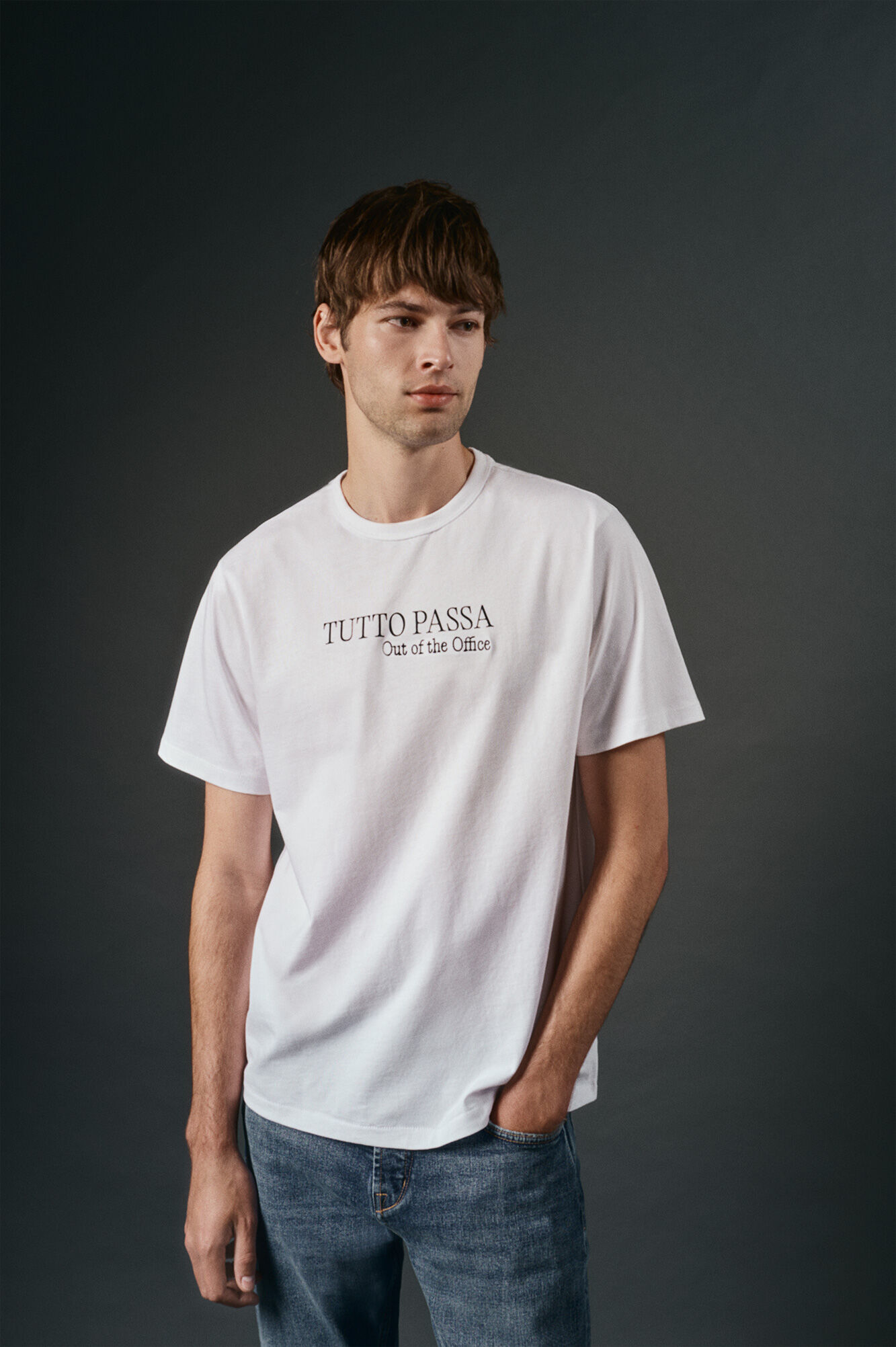 OOTO Camiseta gr&aacute;fica lavada Branco