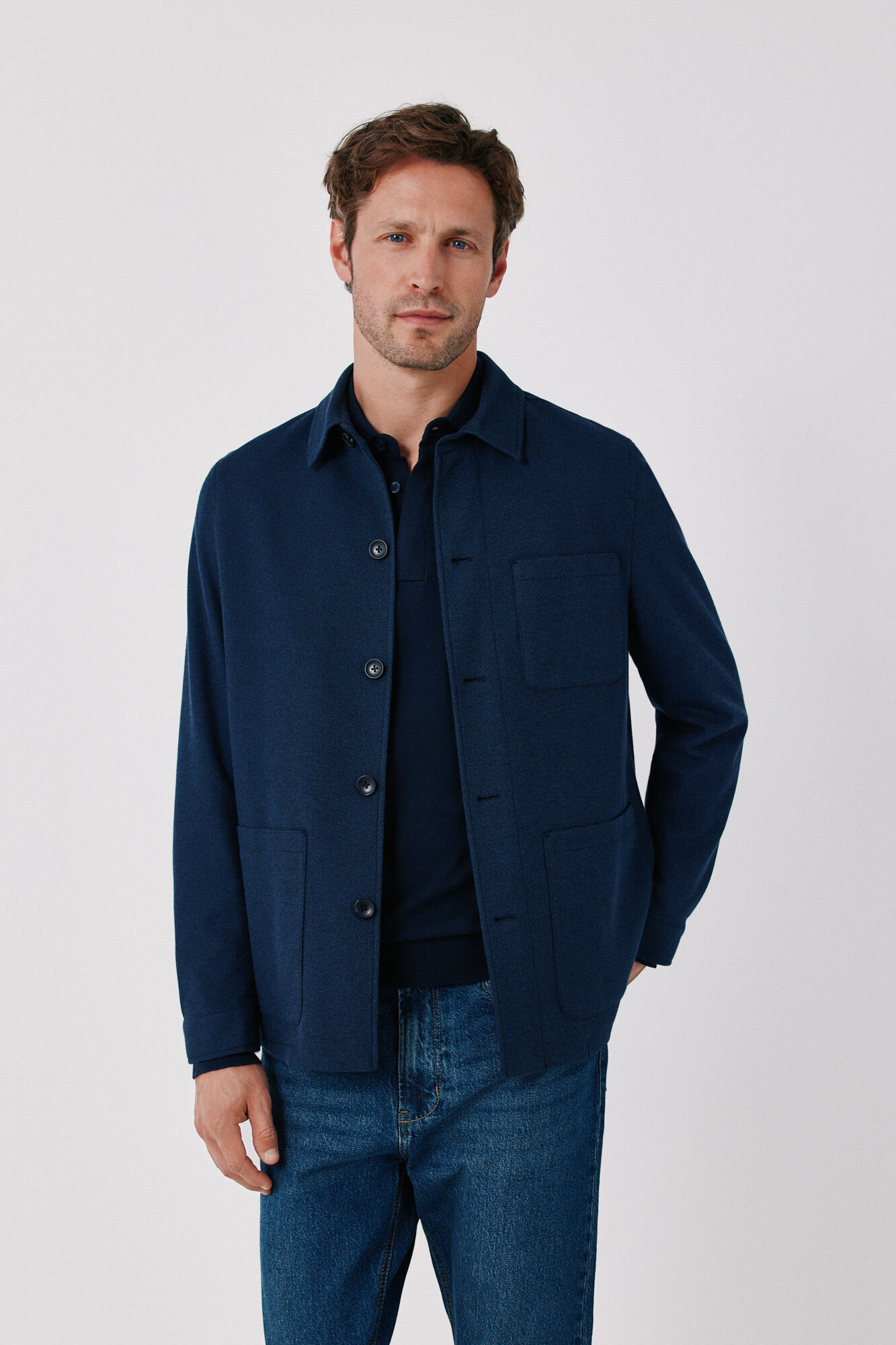 Cortefiel Navy knit overshirt