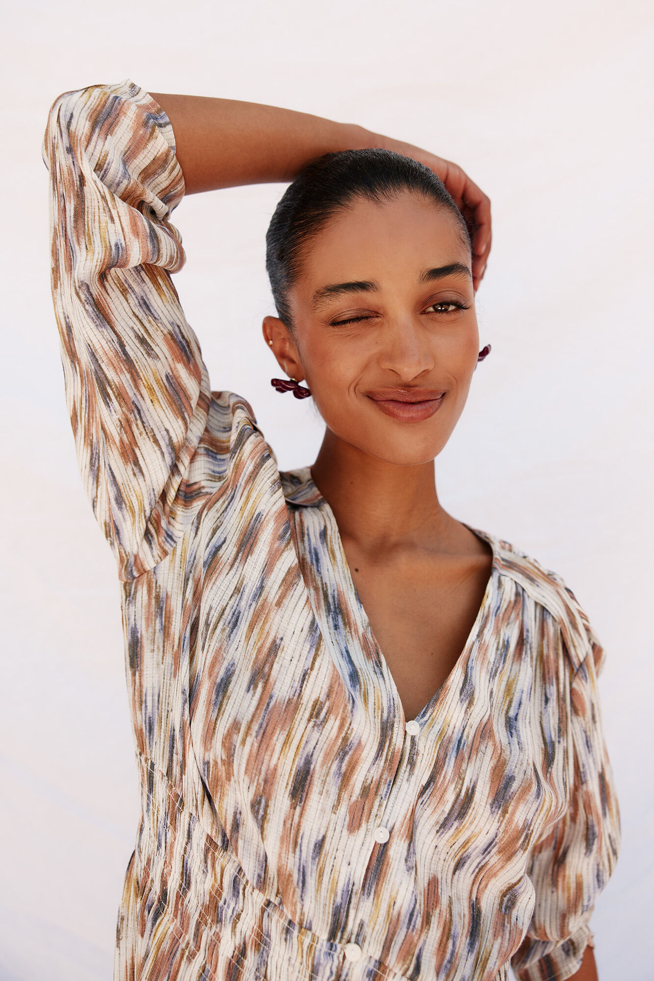 Cortefiel Vestido comprido estampado Multicolorido