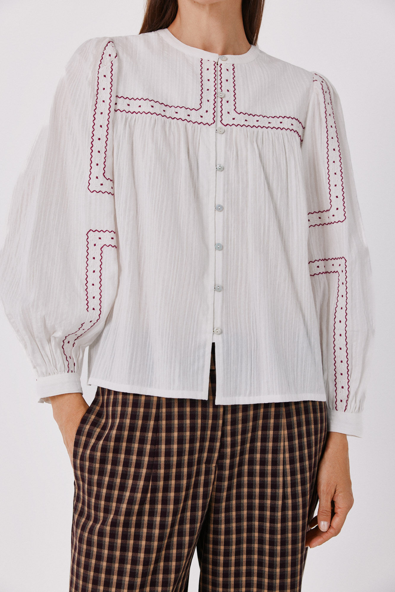 Cortefiel Embroidered blouse White
