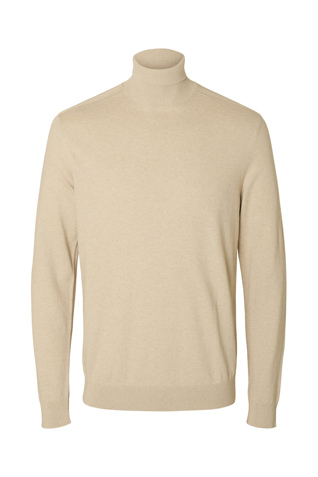 Selected Camisola de gola de algod&atilde;o org&acirc;nico  Tostado