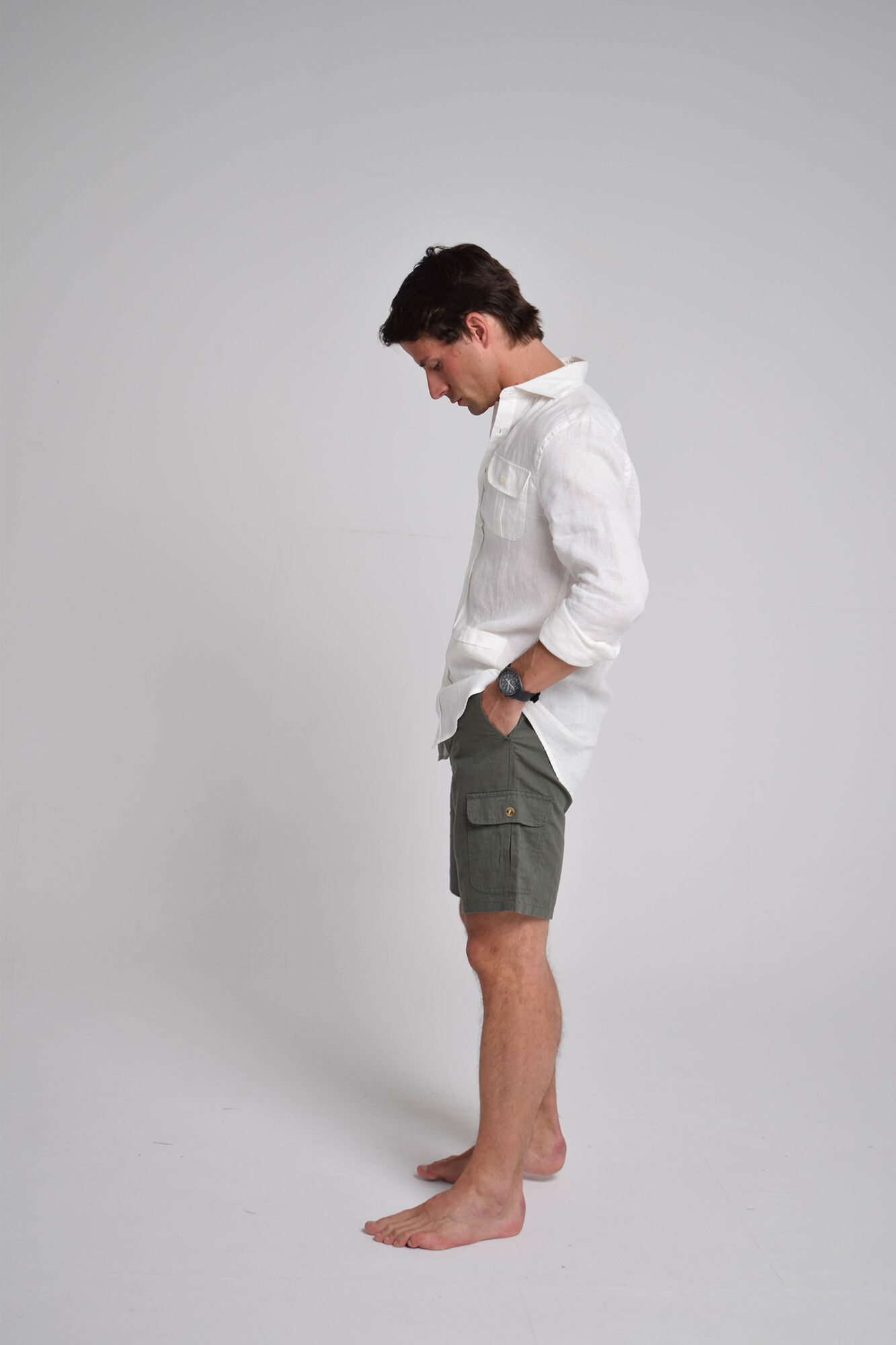 Cloking Bermuda Linho Cargo Verde