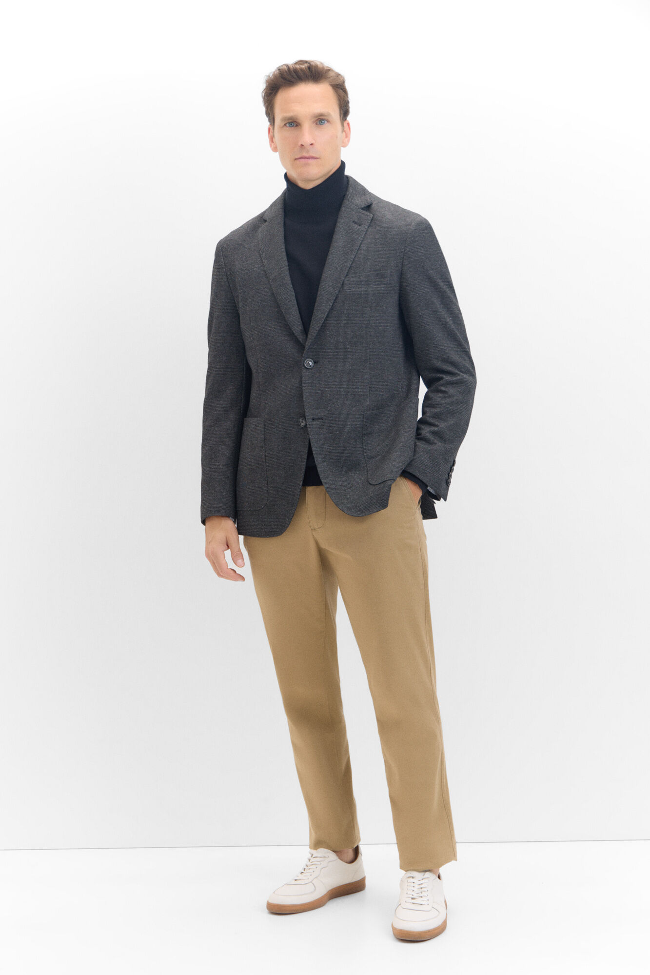 Cortefiel Americana de punto cuadros Gris oscuro