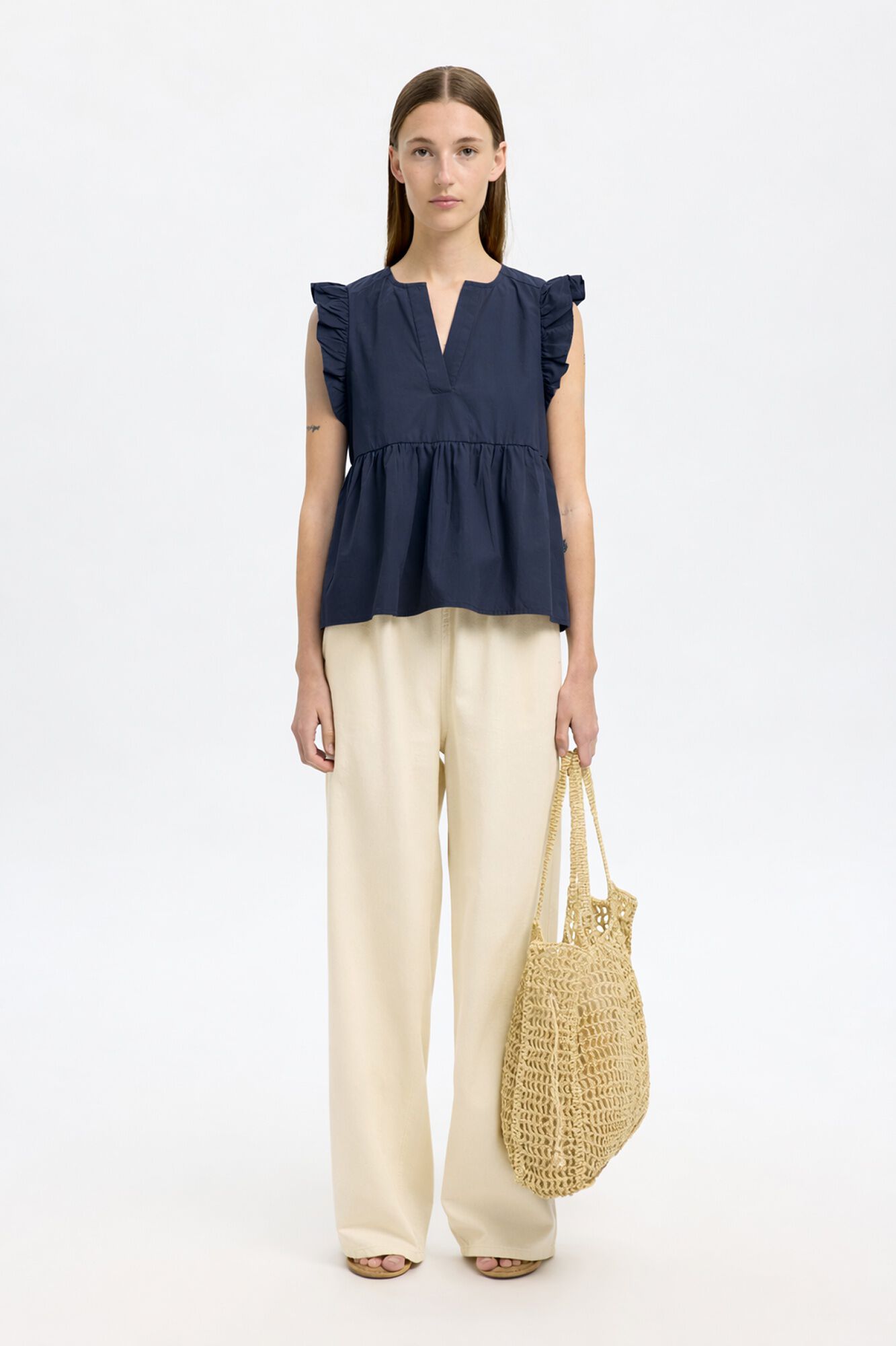 Selected Blusa sem mangas e folhos