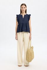 Selected Blusa sem mangas e folhos Azul