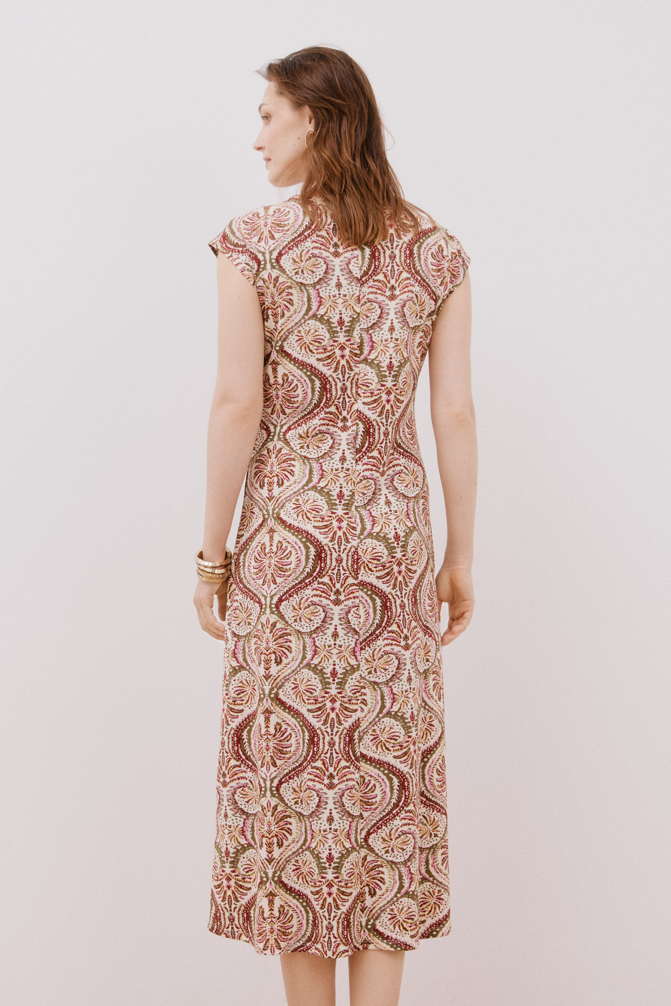 Cortefiel Contrast V neckline dress Multicolour