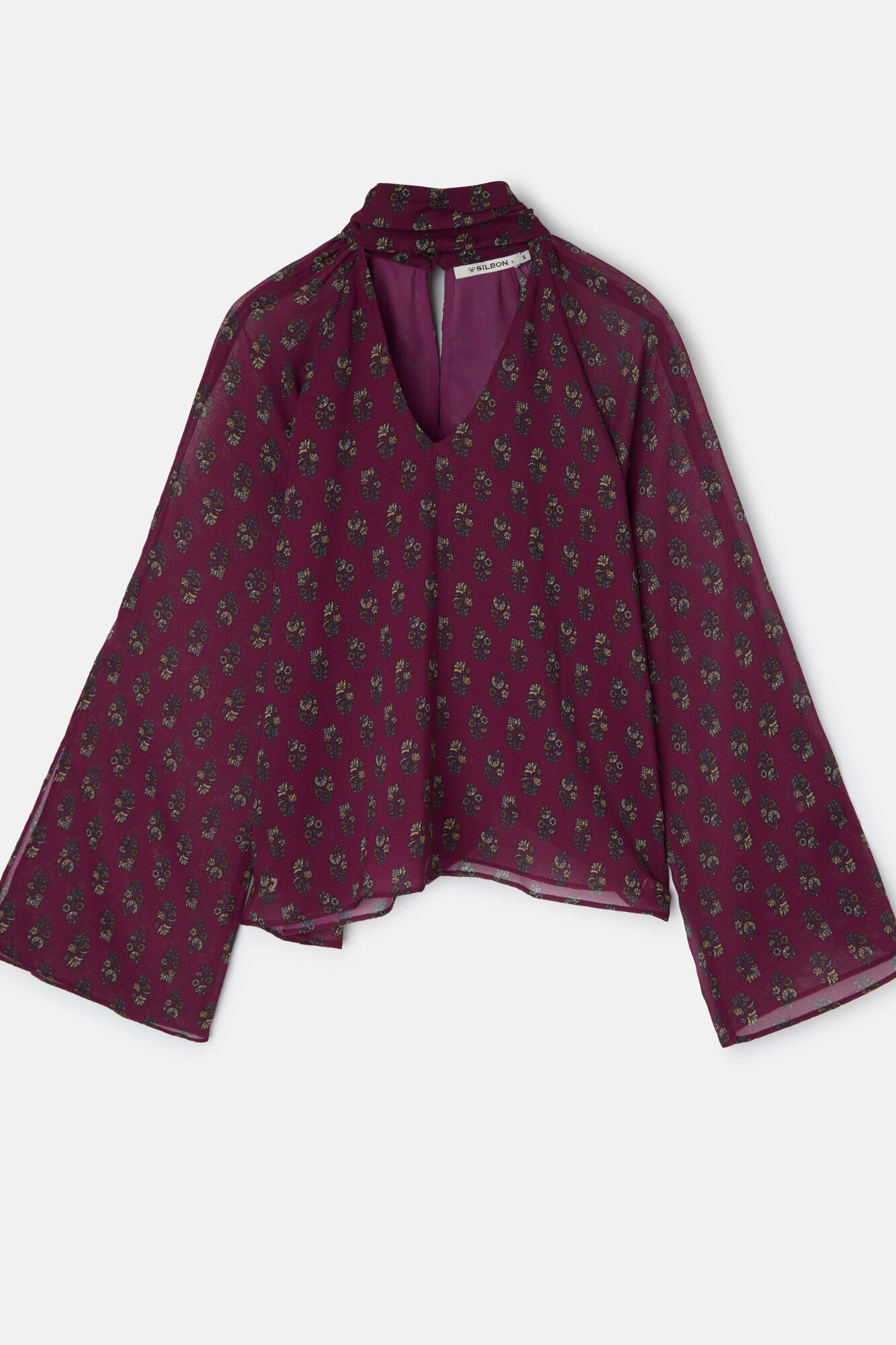Silbon Blusa com motivos estampado no gola Granada