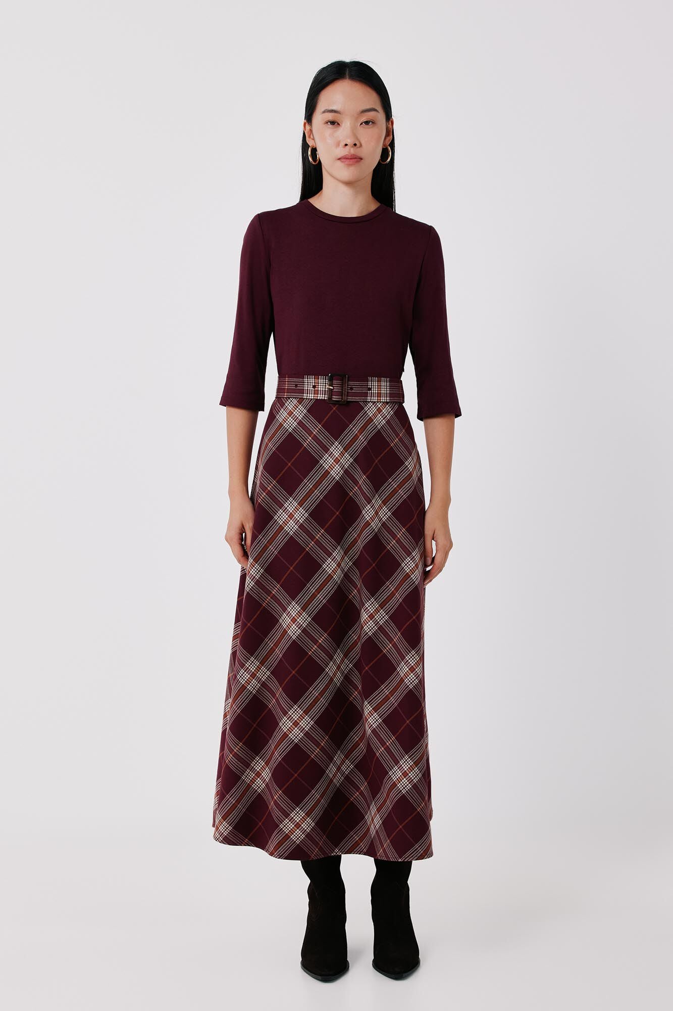 Cortefiel Plaid print ruched dress