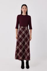Cortefiel Plaid print ruched dress Red