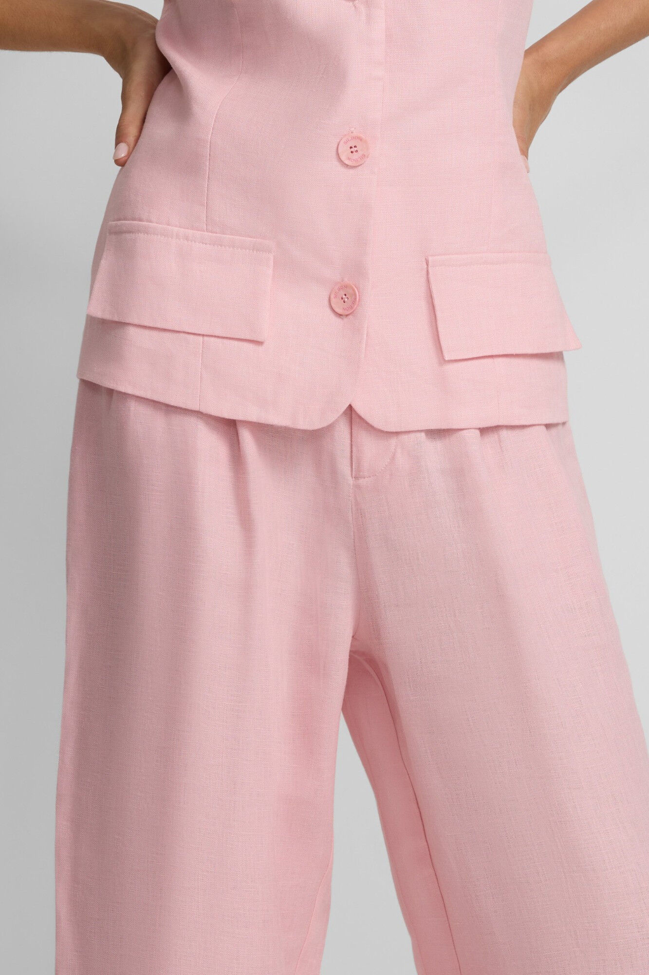 Silbon Cal&ccedil;as de linho com pregas