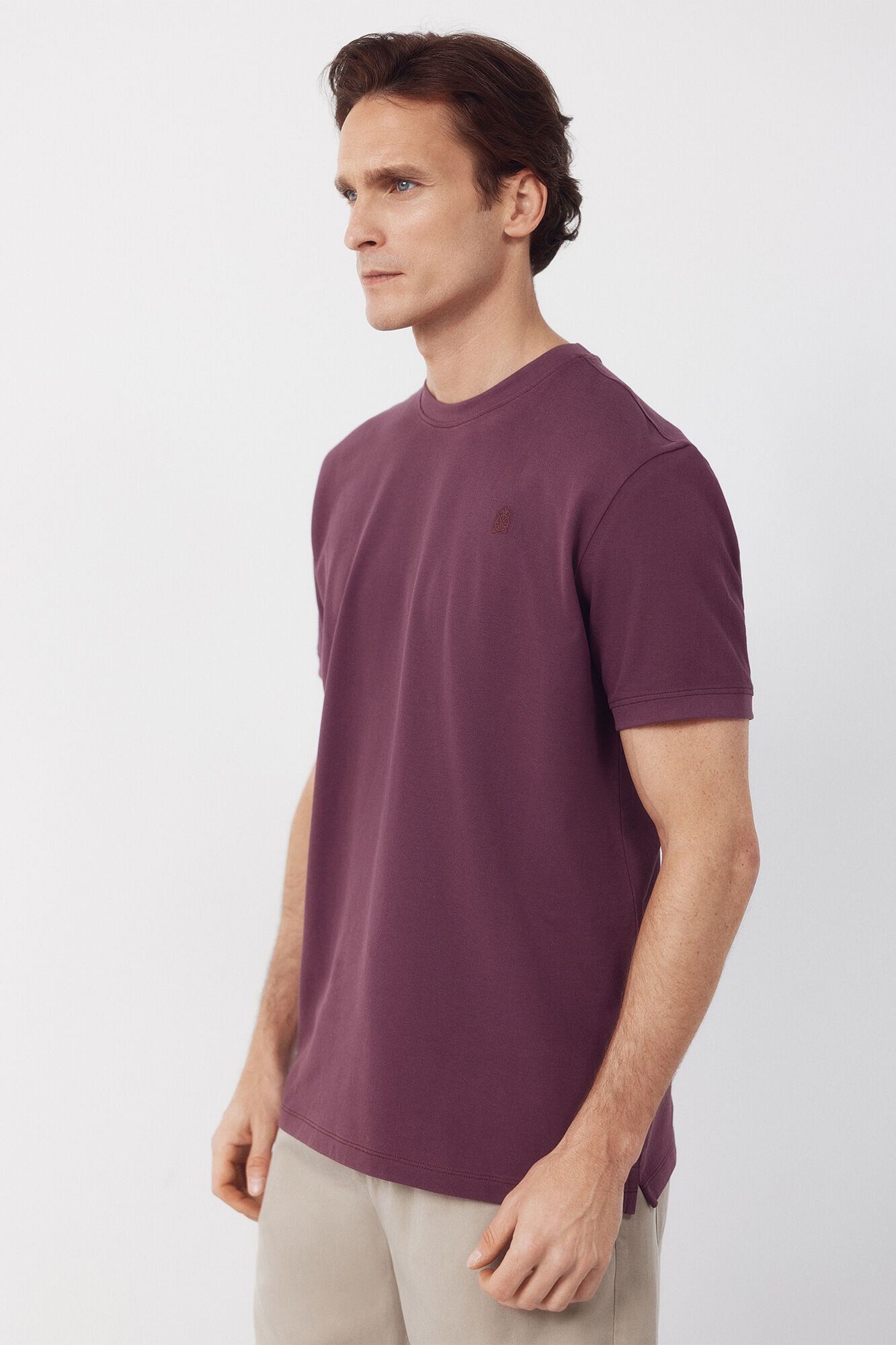 Cortefiel Piqu&eacute; basic T-shirt Purple
