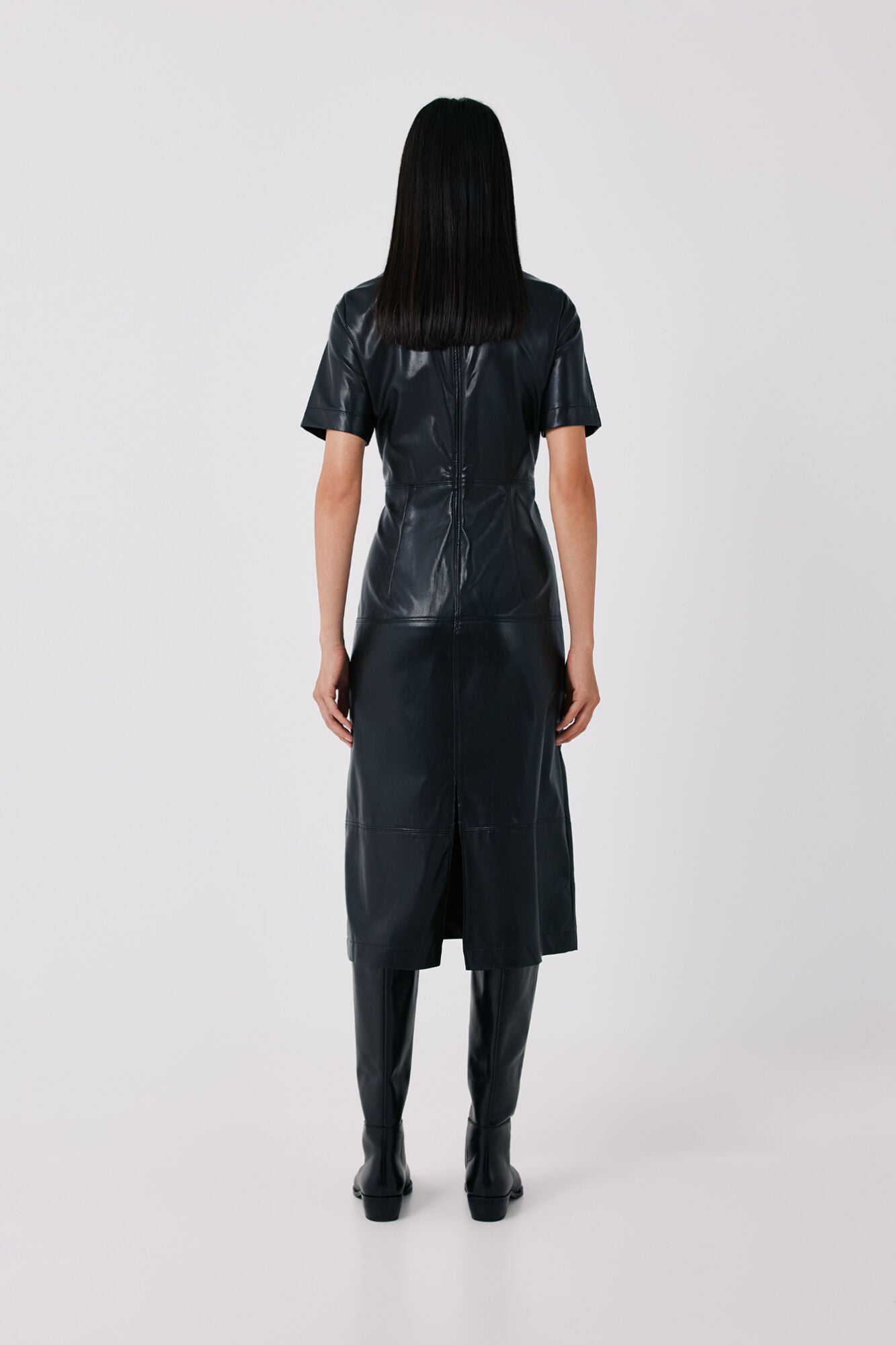 Cortefiel Faux leather dress Black