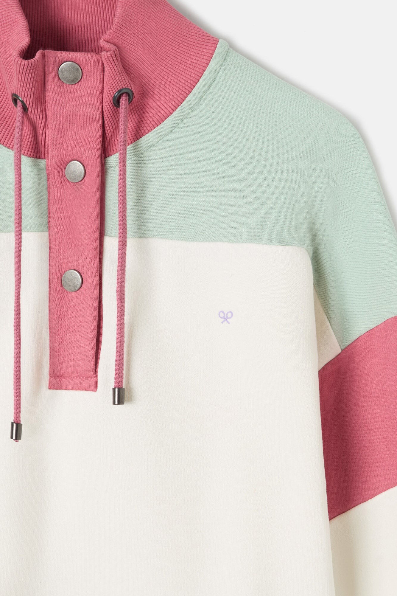 Silbon Sudadera woman tricolor cuello botones Marfil