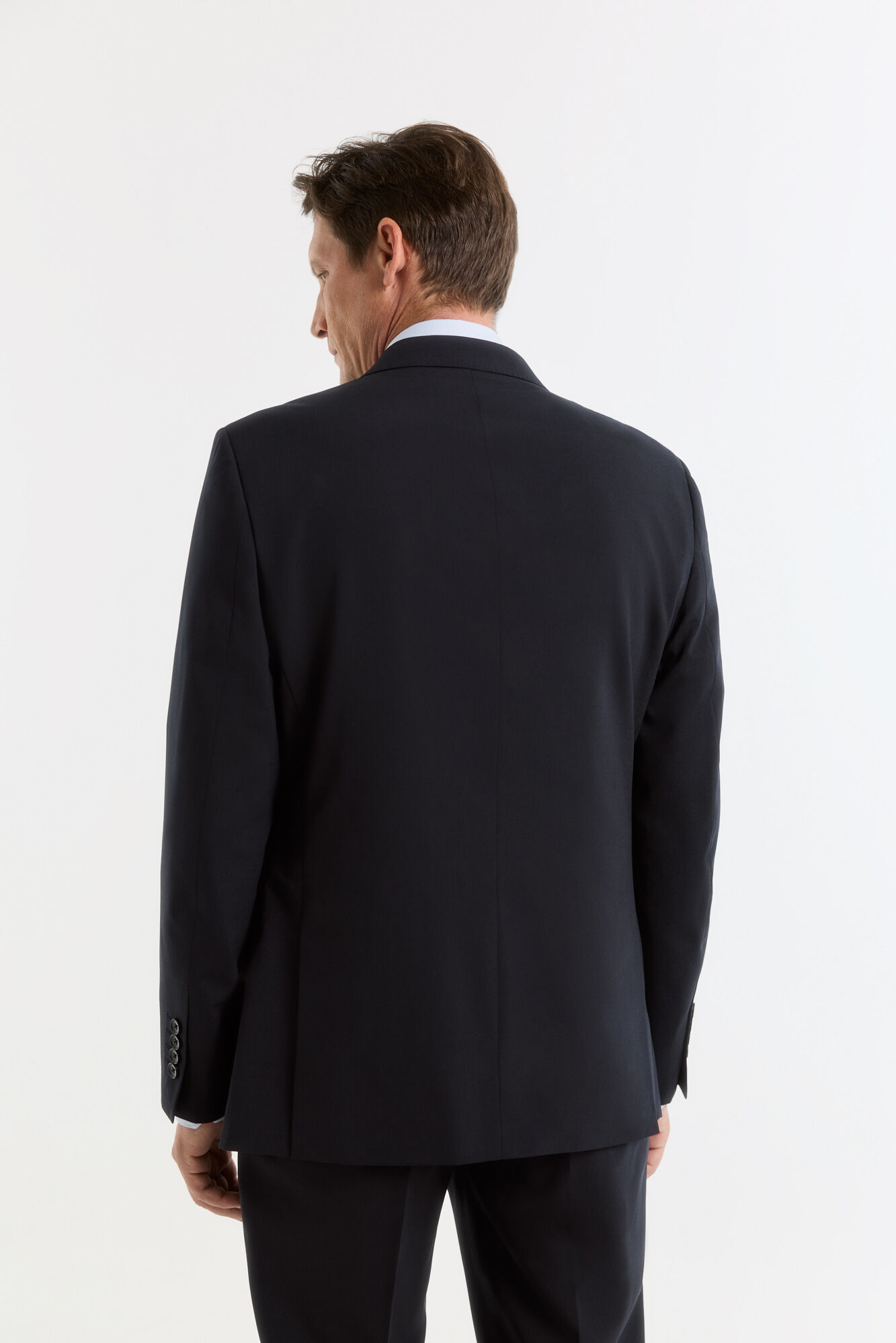 Cortefiel Navy slim fit smart fabric plaid blazer Navy