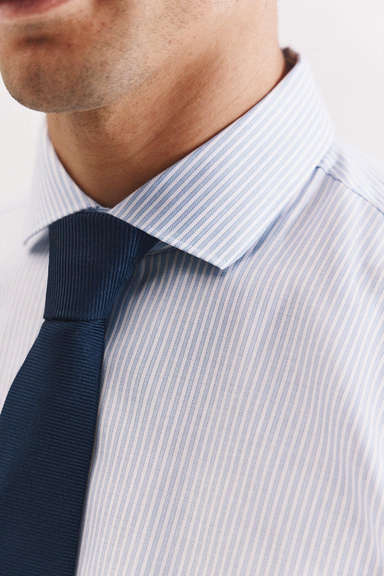 Cortefiel Slim fit easy-iron ottoman dress shirt Blue