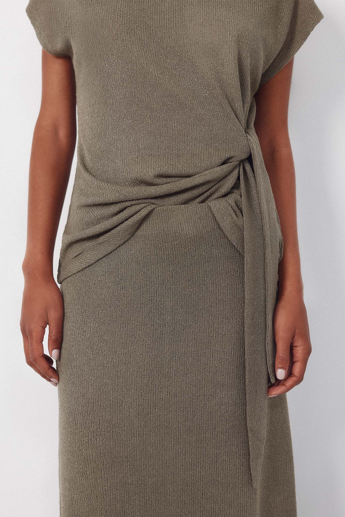 Cortefiel Jersey-knit skirt Kaki