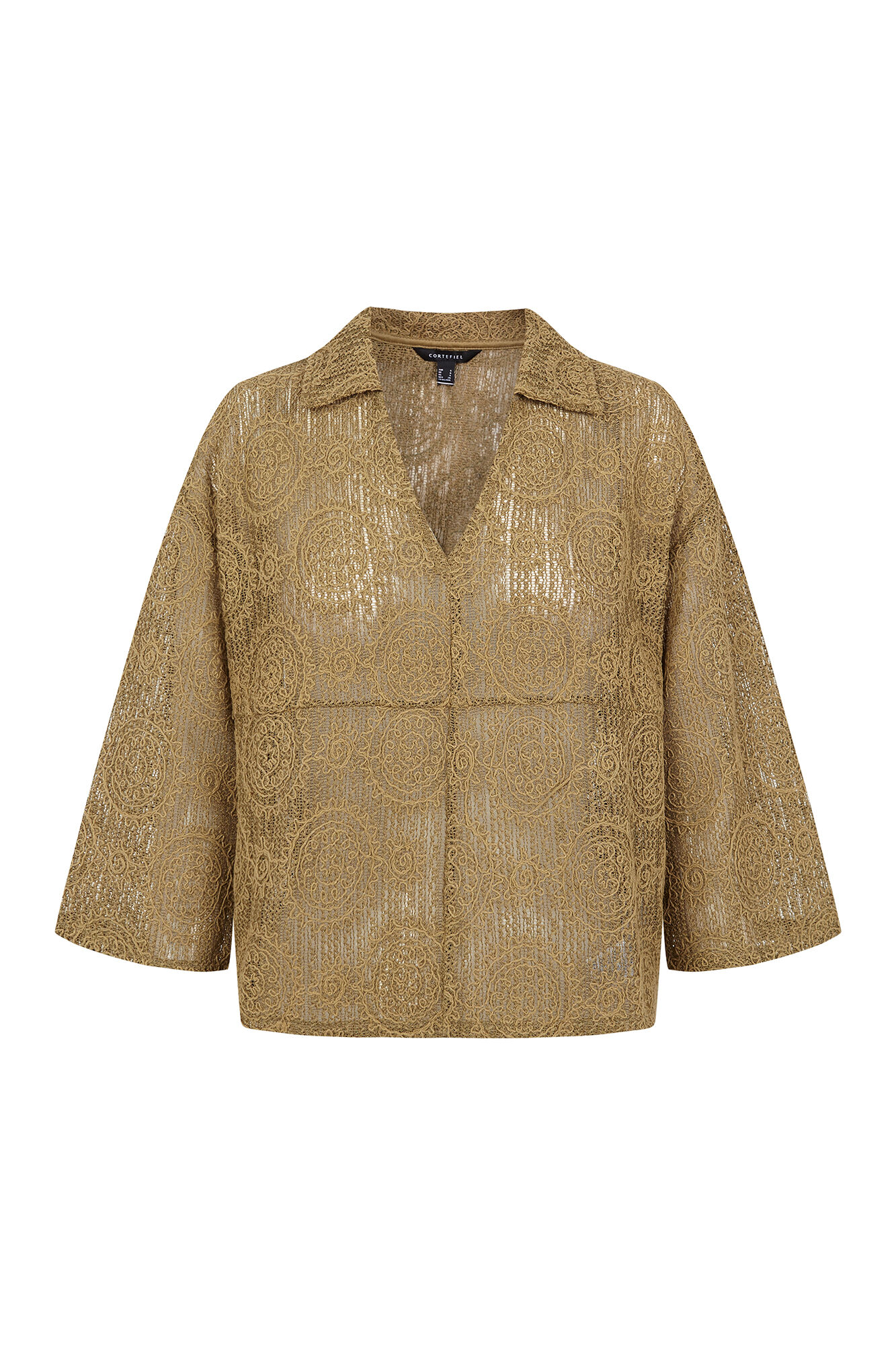 Cortefiel Embroidered rustic polo shirt Kaki