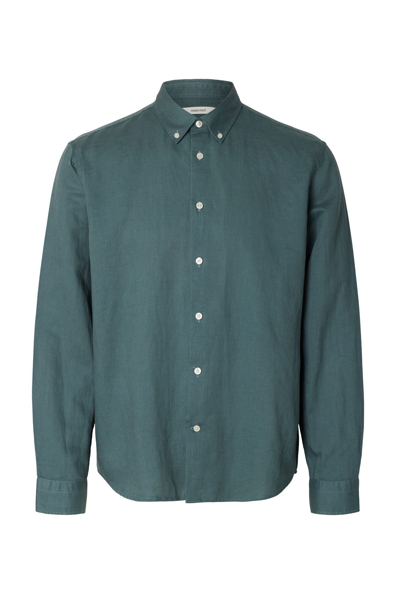 Selected Camisa de manga comprida em linho Verde