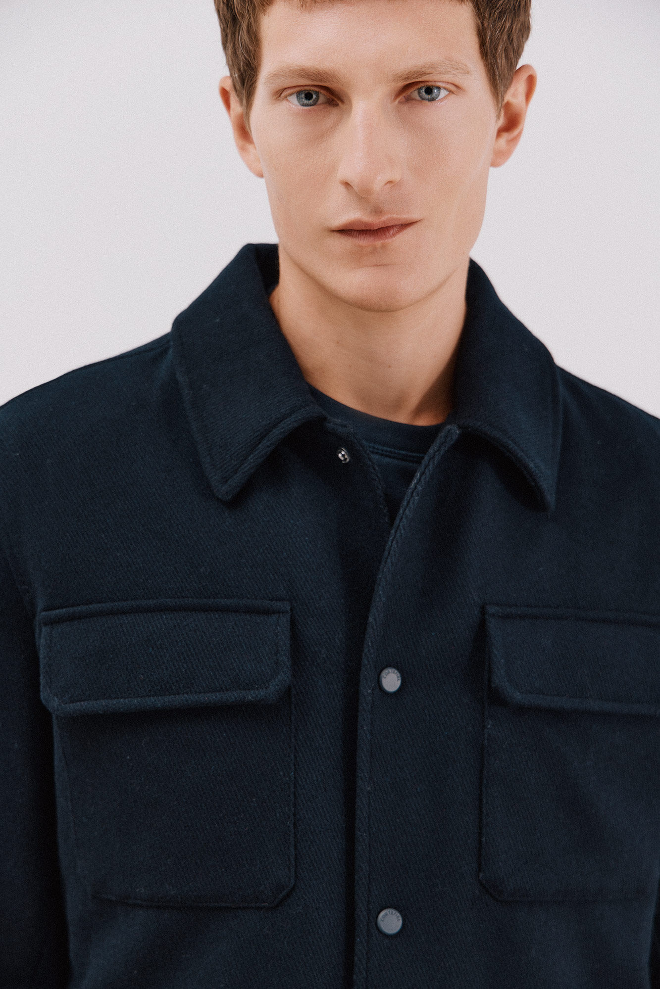 Cortefiel Wool overshirt Navy