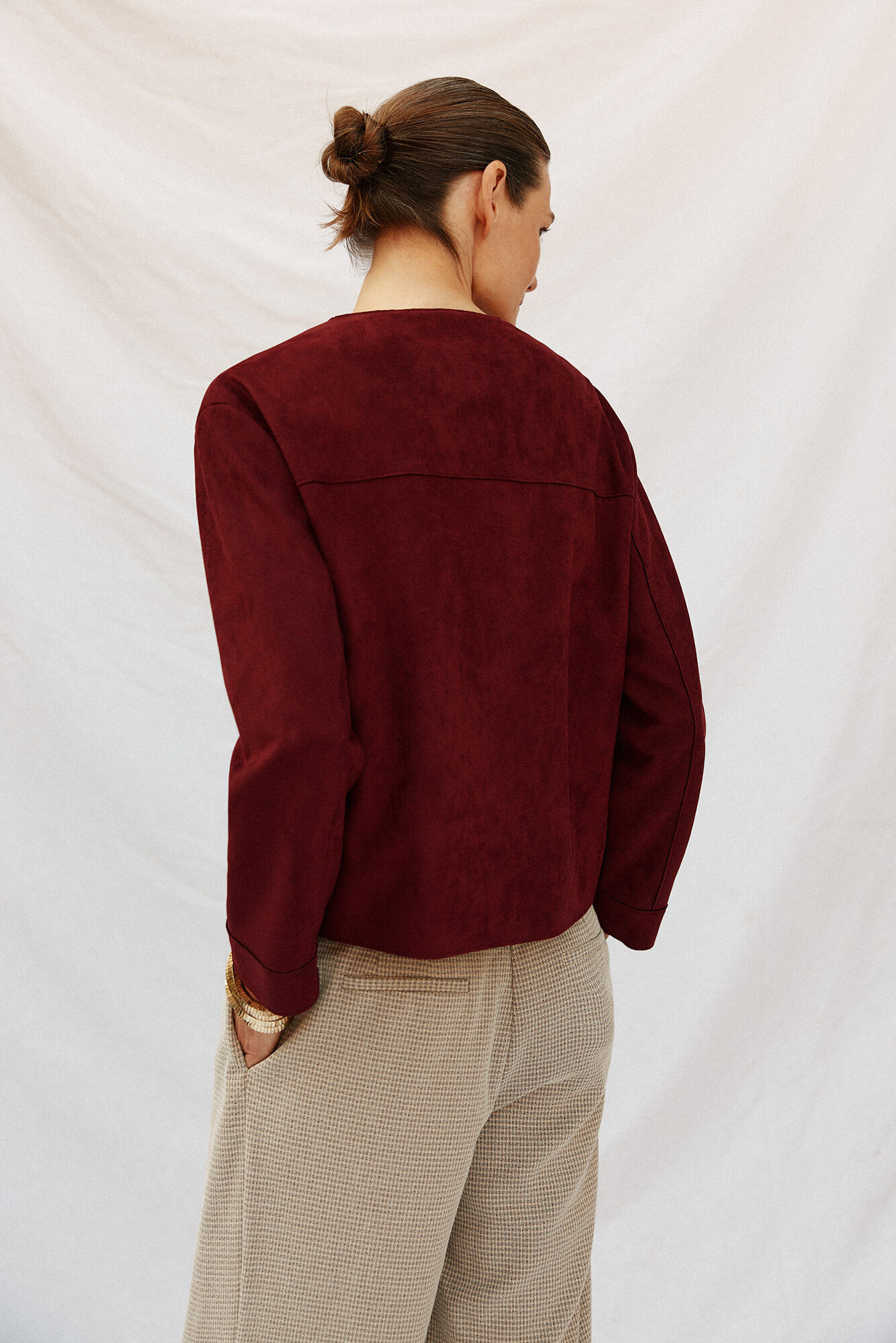 Cortefiel Faux leather jacket Maroon