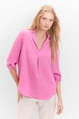 Cortefiel Blusa satinada cuello solapa Lilac