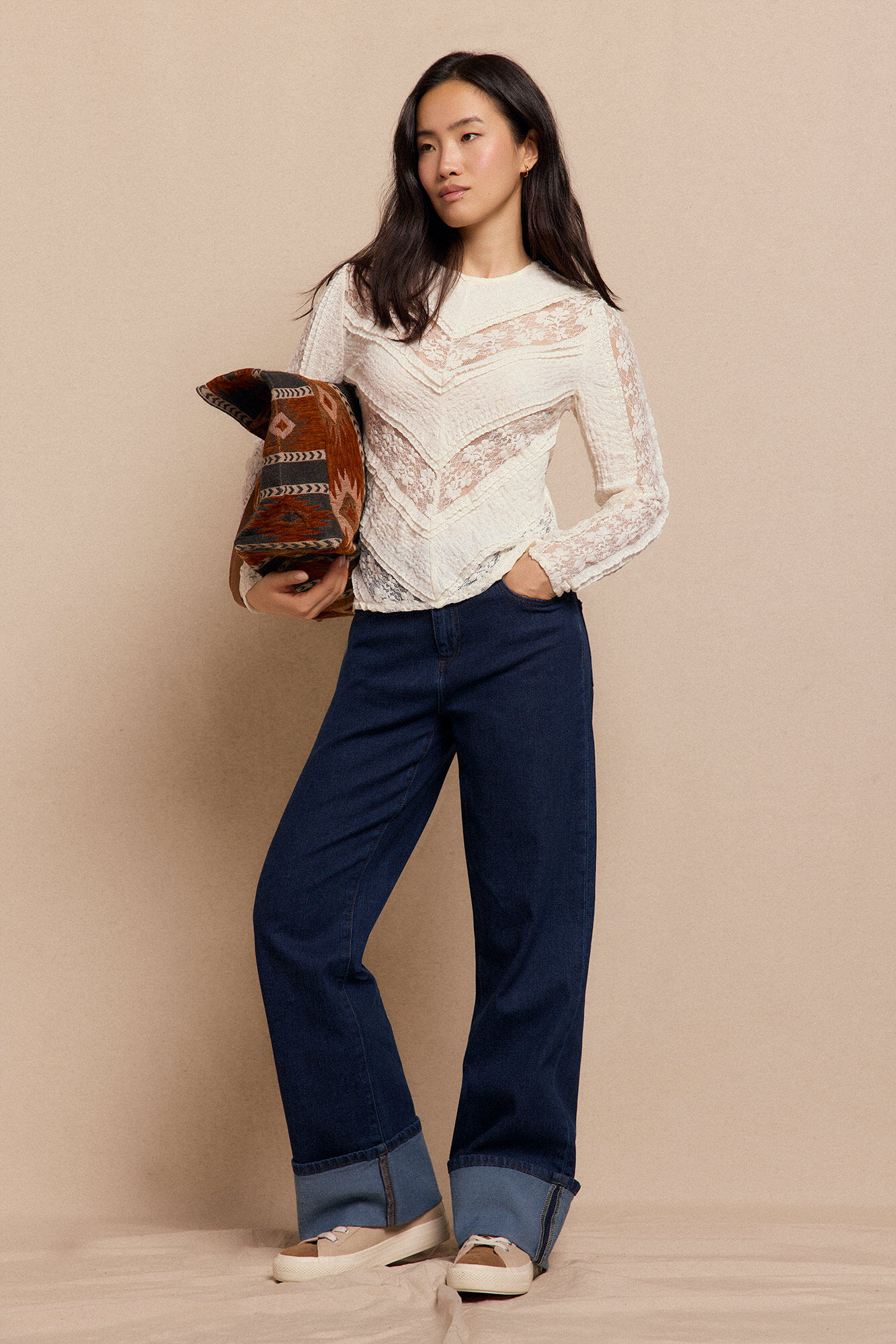 Slowlove Bolsa de compras jacquard marrom