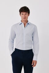 Cortefiel Striped cotton Tencel dress shirt Blue