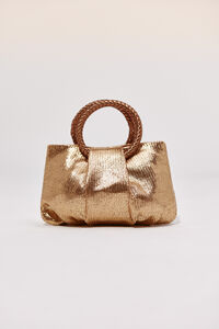 Cortefiel Raffia shoulder bag with braided handle