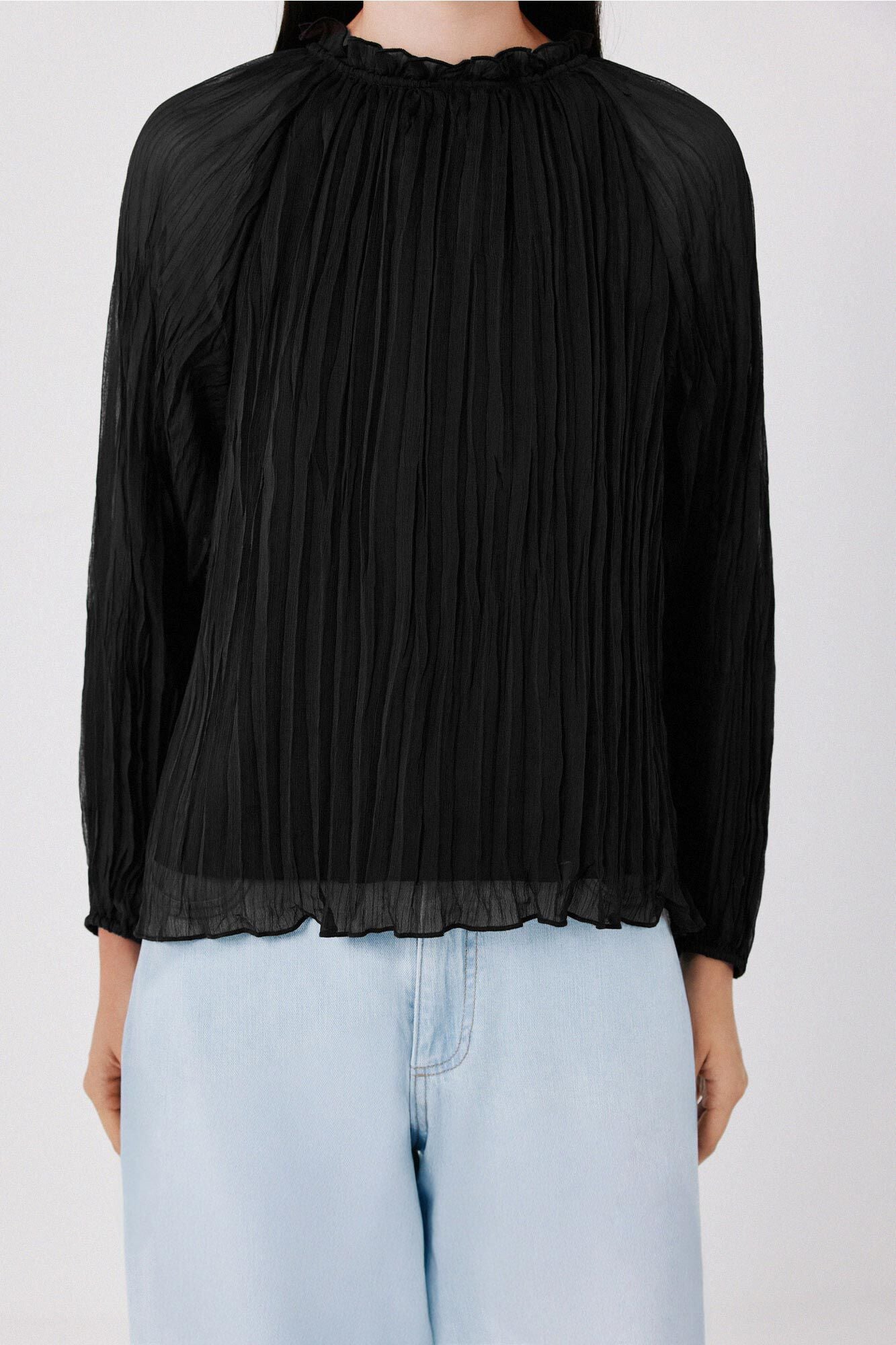 Cortefiel Blusa plisada Negro