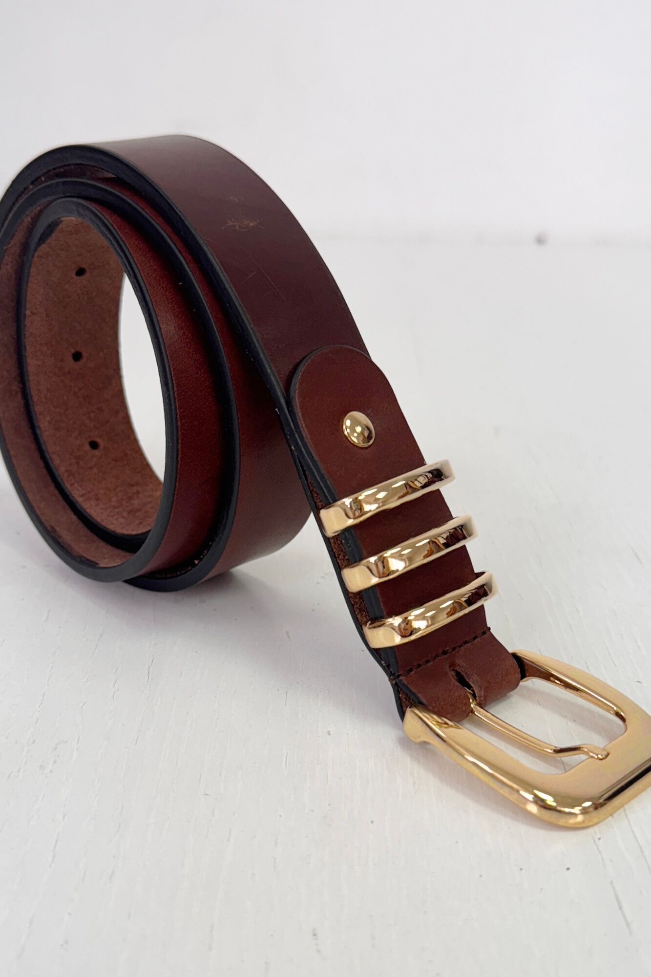 The Code Braided leather belt Dark brown