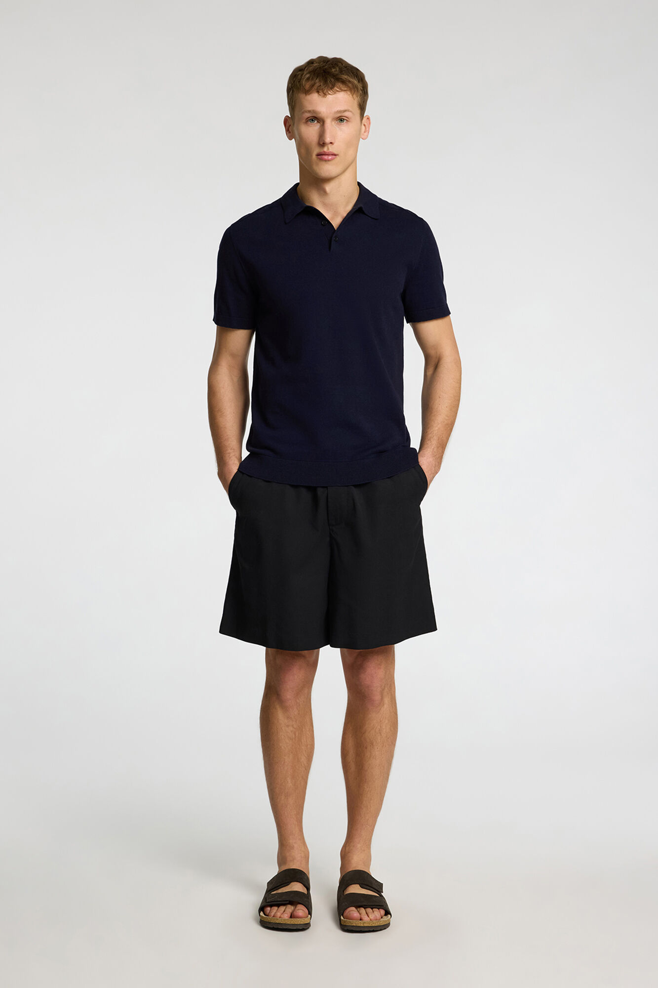 Selected Polo manga curta em malha Azul