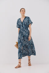 Cortefiel Vestido estampado com manga e capa Multicolorido