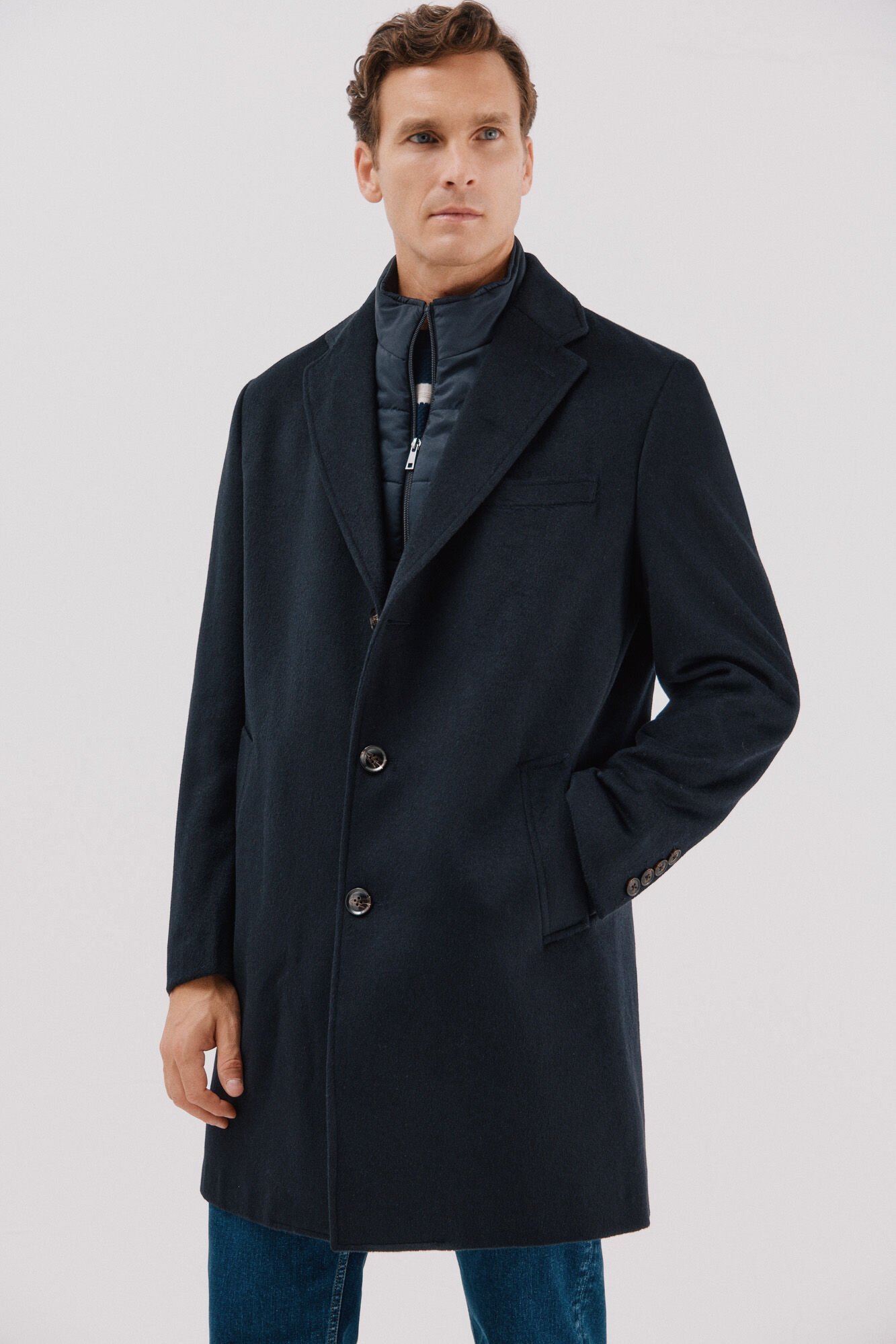 Cortefiel Abrigo sola vistas desmontables Azul marino