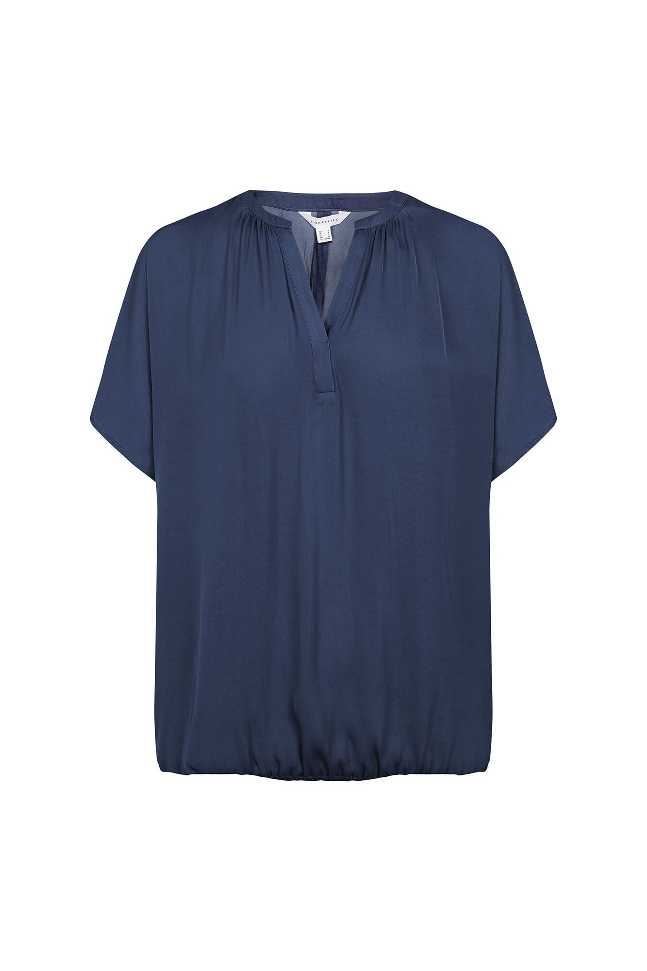 Cortefiel Satin-finish short sleeve blouse Blue