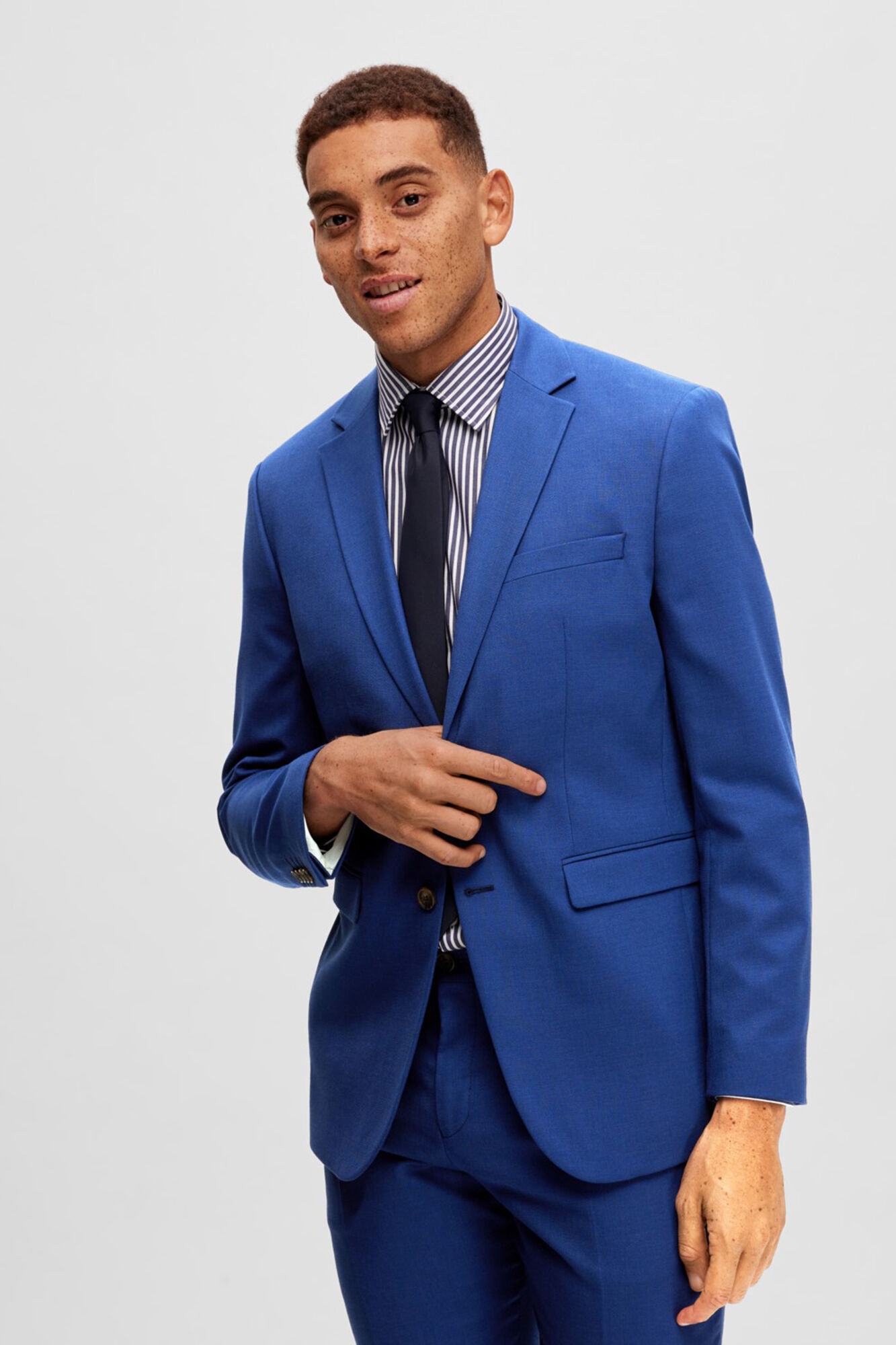 Selected Americana Slim Fit con lana Azul