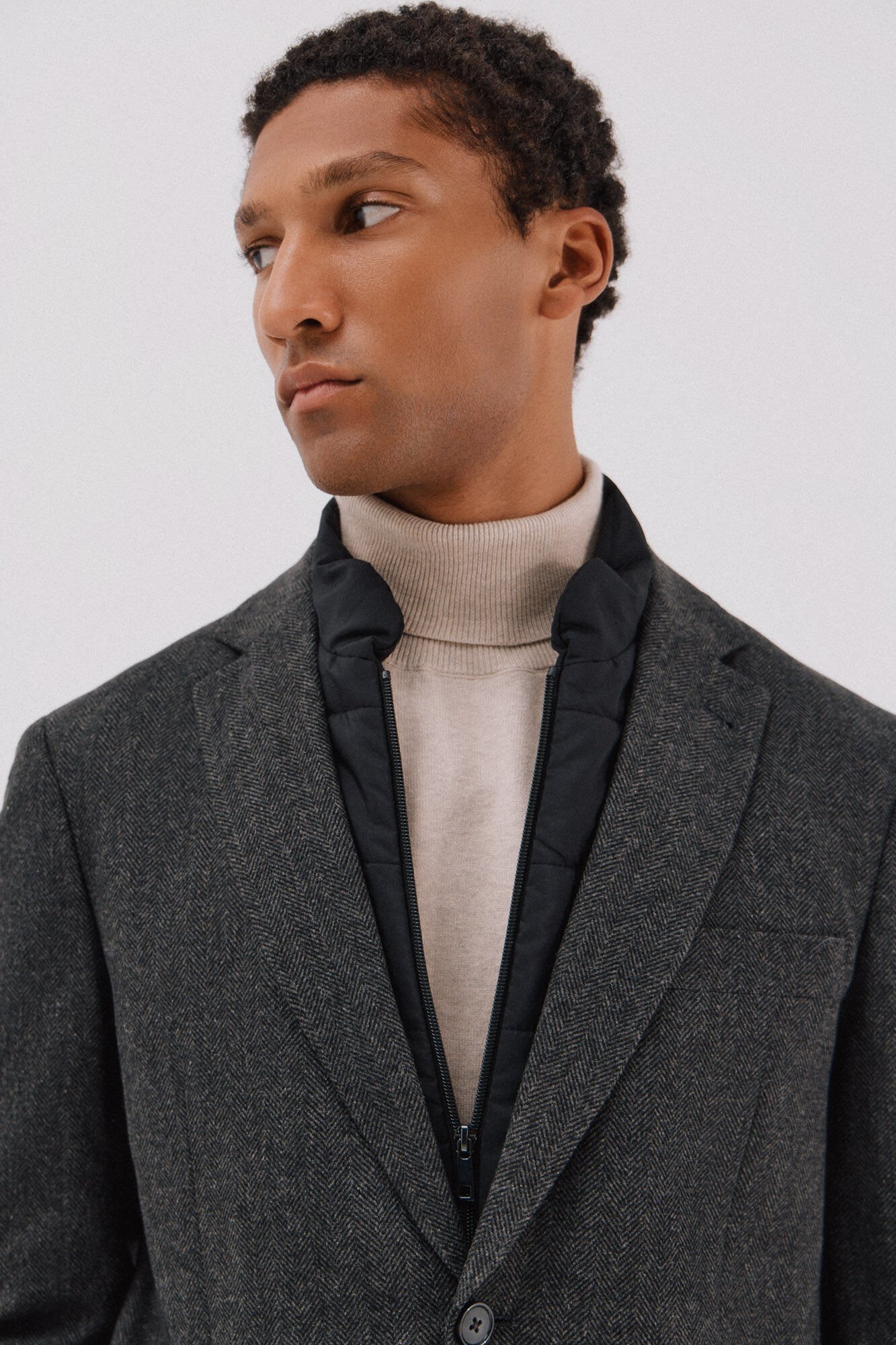 Cortefiel Herringbone wool herringbone Dark grey