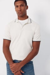 Cortefiel Fantasy neck structure polo shirt Ivory