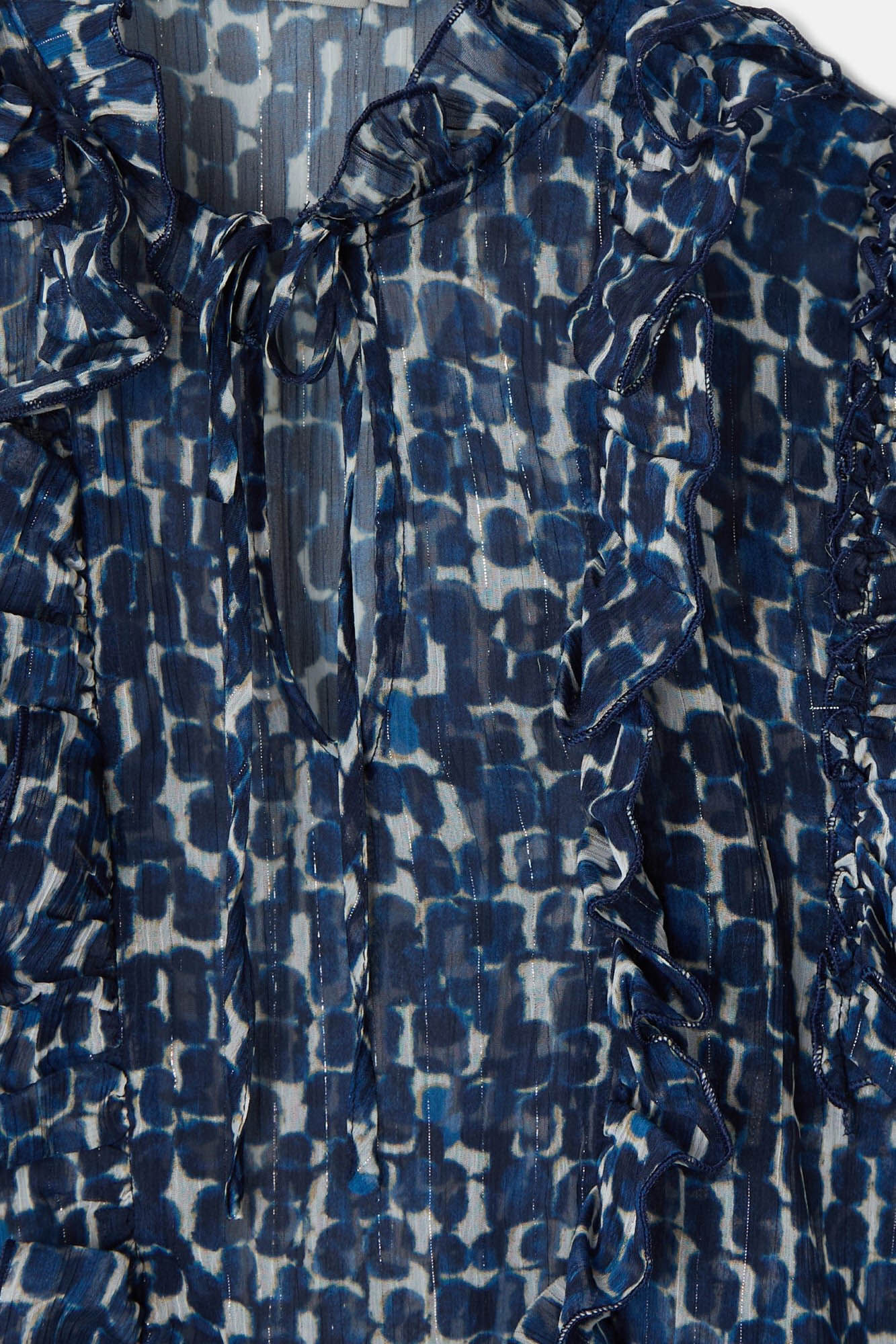 Silbon Blusa estampado com babados Azul