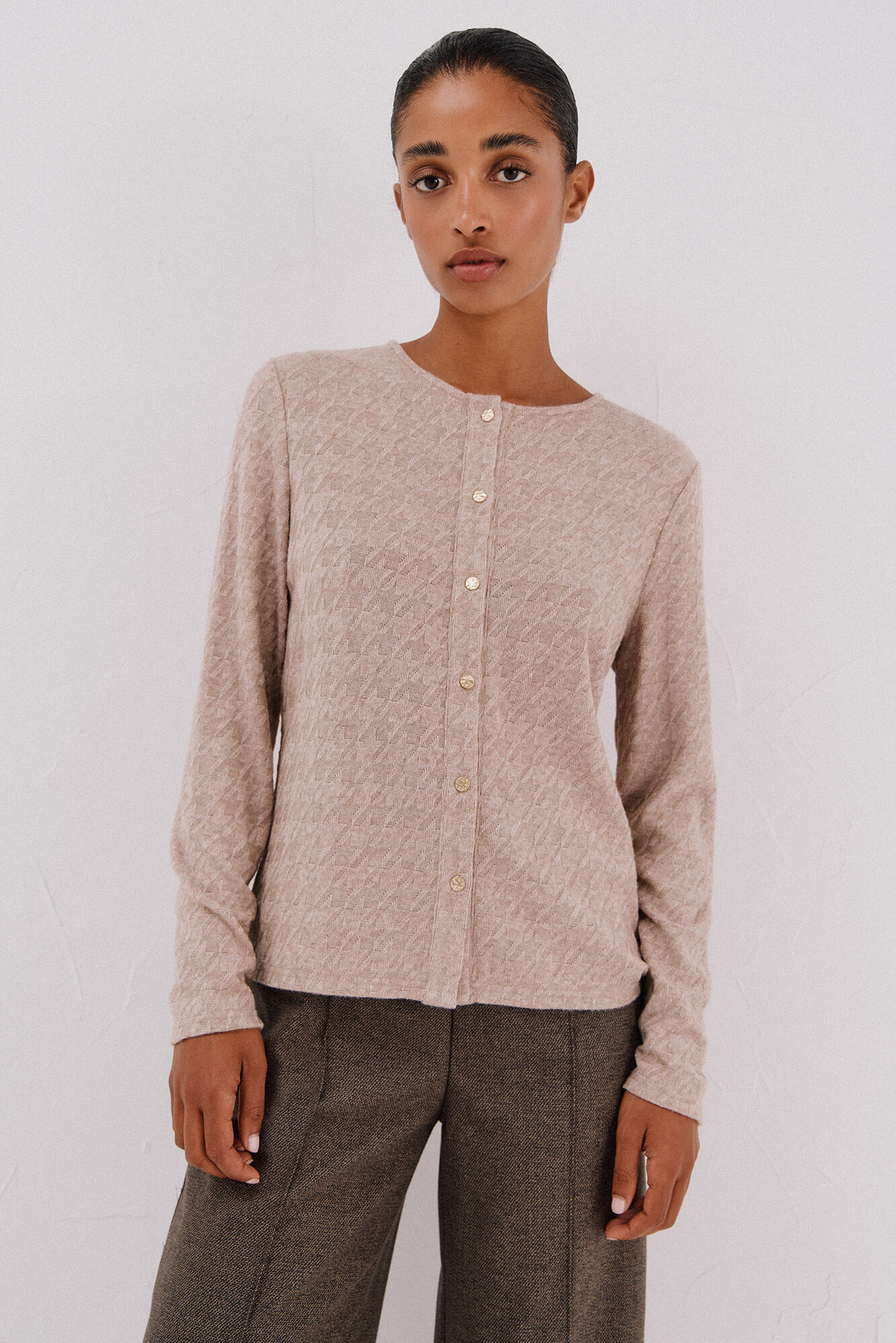 Cortefiel houndstooth Ivory