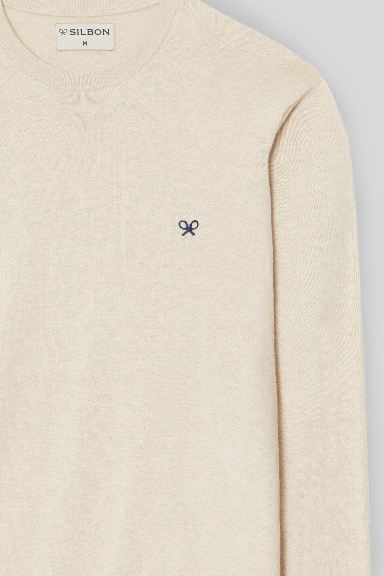 Silbon Plain light beige crew neck jumper Beige