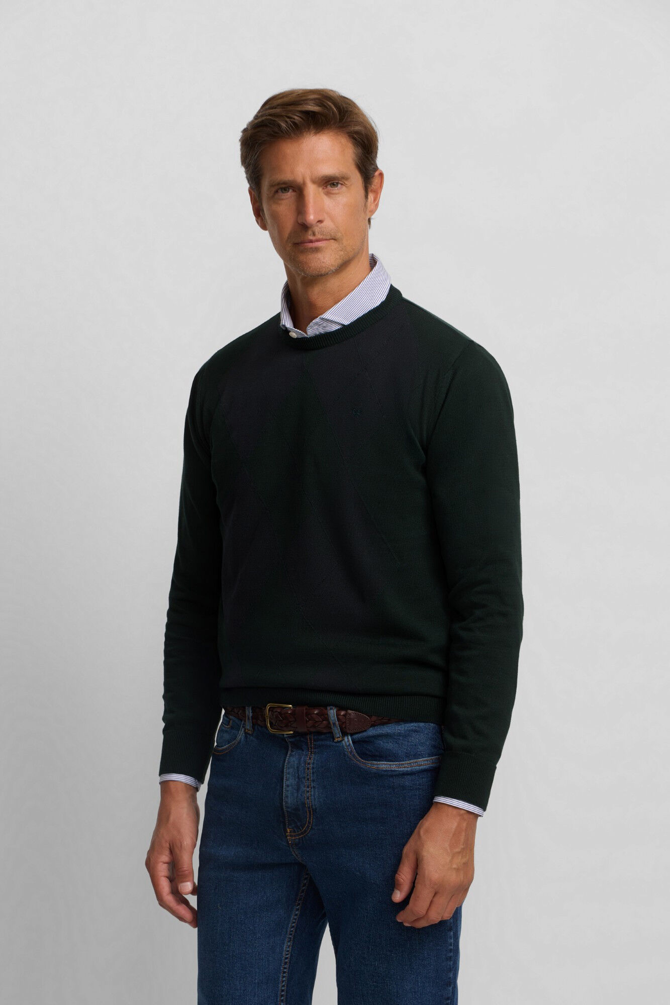 Silbon Camisola retr&ocirc; com estampa de diamantes Verde