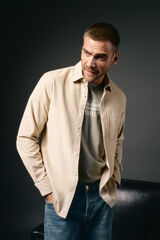 OOTO Camisa micropana lisa Beige