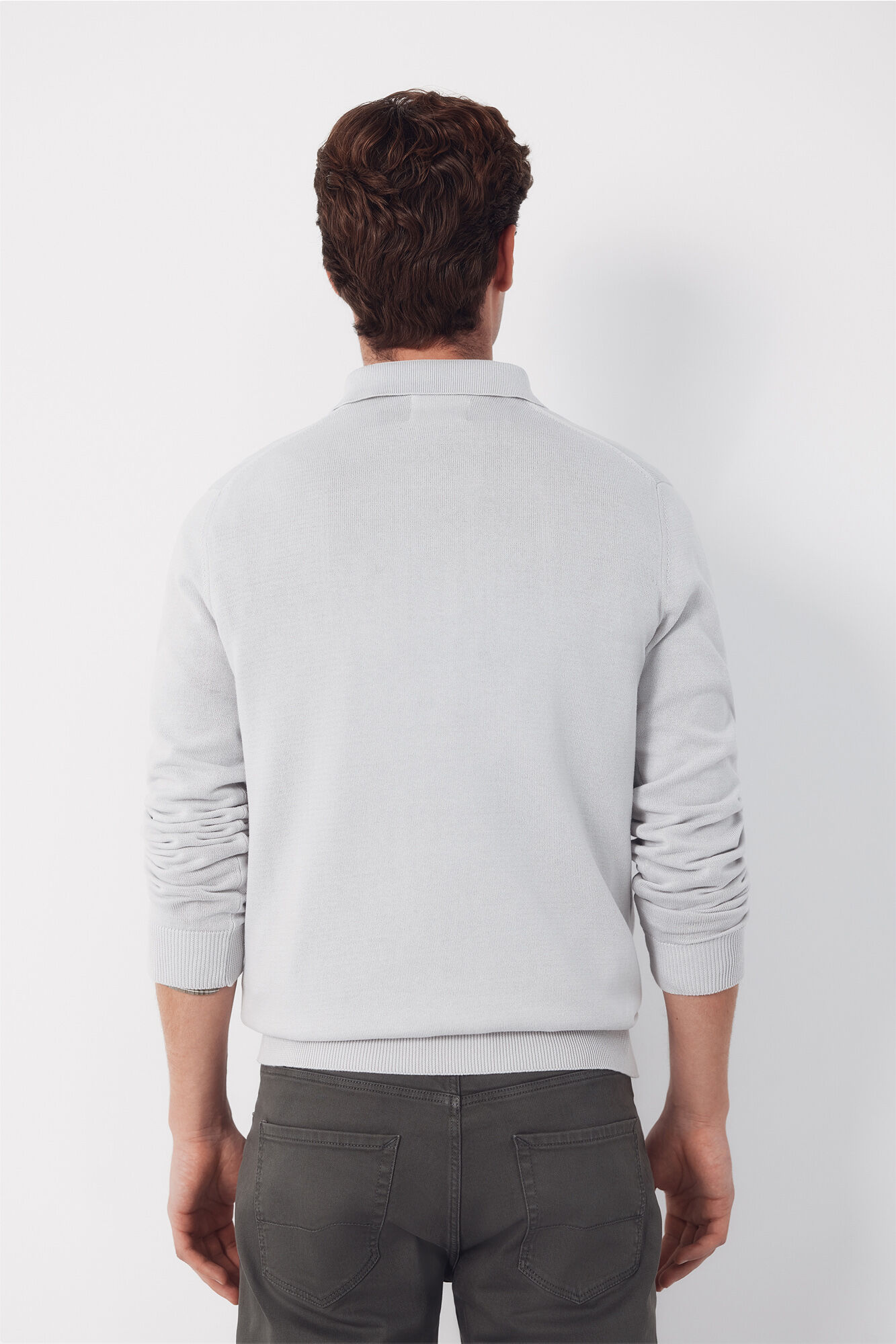Cortefiel Long sleeve sleeve cotton polo shirt jersey Grey