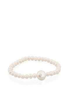 Cortefiel Silver and pearl stretch bracelet Gray